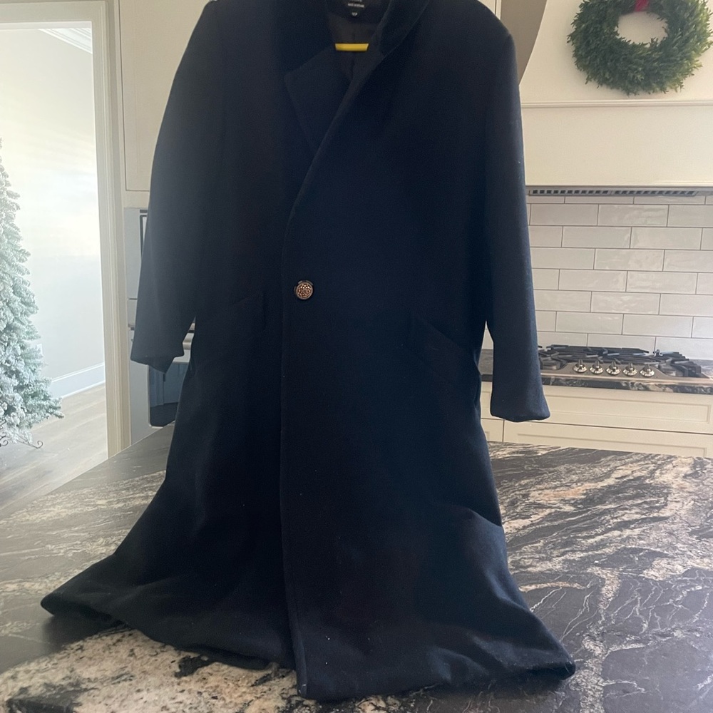 Black long heavy double breasted long dress coat